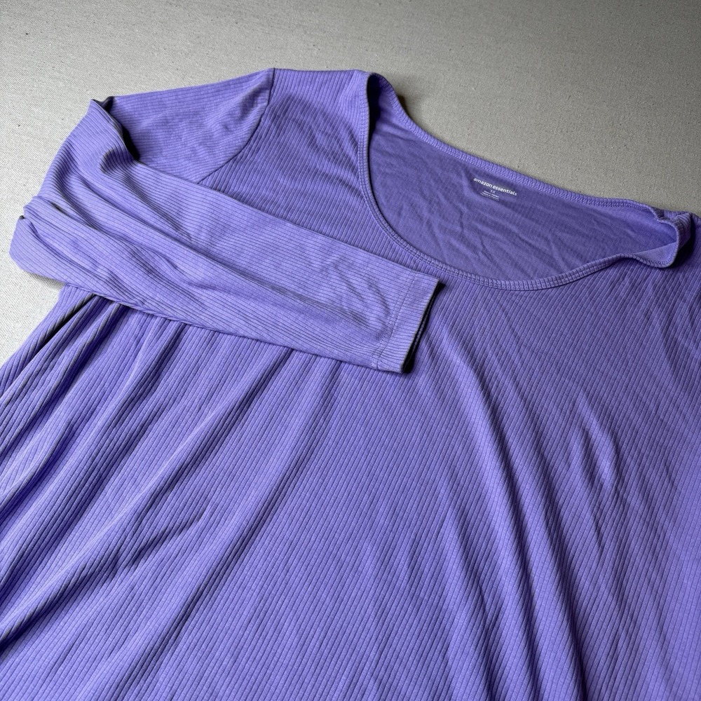 Amazon Essentials Womens Purple Ribbed Long Sleeve Scoop Neck Top Plus Size 4X